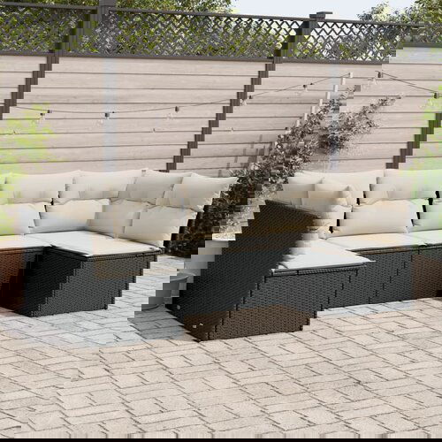 vidaXL 6-dijelni set vrtnih sofa s jastucima crni od poliratana Cijene