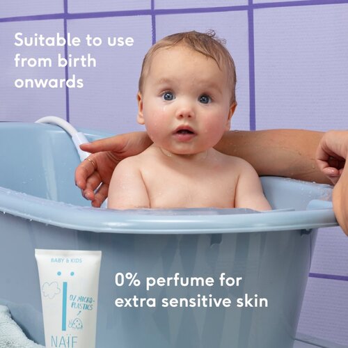 Naif Baby &amp;amp; Kids 2-in-1 otro&amp;scaron;ki gel za umivanje in &amp;scaron;ampon brez di&amp;scaron;av 200 ml Slike