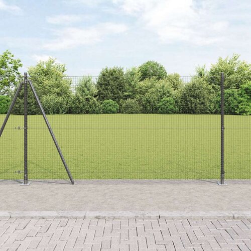 VidaXL zavarena žičana ograda s 7 Stupovima s razdjelnicima Siva 1.2x10 m Čelik Slike