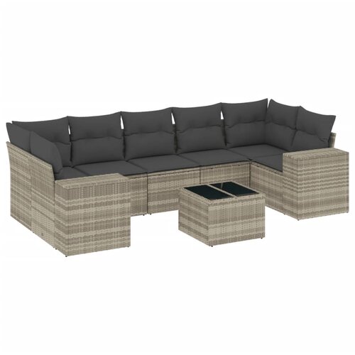 vidaXL 8-dijelni set vrtnih sofa od poliratana s jastucima svjetlosivi Cijene
