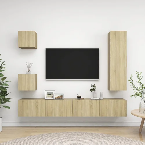 Furnova Komplet TV omaric 5-delni sonoma hrast iverna plošča, (21924884)