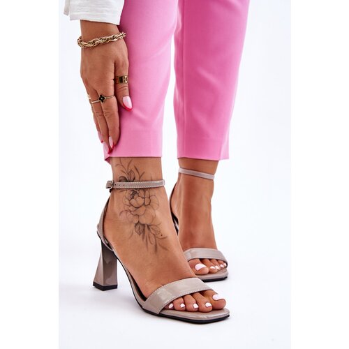 S. BARSKI Patent Heeled Sandals Grey Owen Cijene