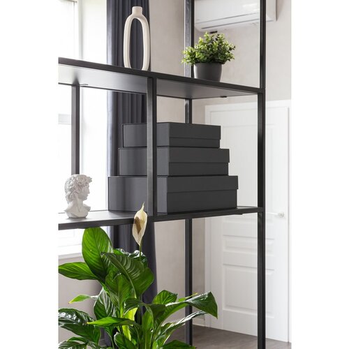 Bigso Temno sive kartonaste &amp;scaron;katle za shranjevanje v kompletu 3 ks s pokrovom/dekorativne 42,5x29,5x13 cm Kian Paper Laminate &amp;ndash; Slike