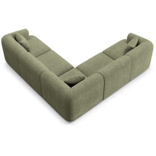 Cosmopolitan Design Zelena kotna sedežna garnitura iz rebrastega žameta Campi &amp;ndash; Slike