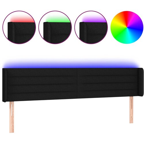 Maison Chic LED posteljno vzglavje - Vzglavna omarica črno 183x16x78/88 cm blago, (22077189) Cene