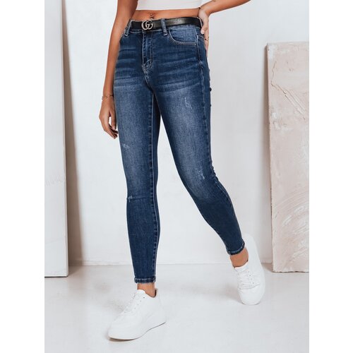 DStreet Jeansy damskie skinny z wysokim stanem granatowe Slike