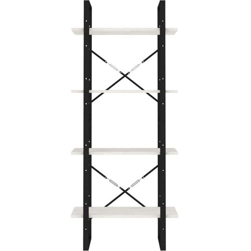 VidaXL Knjižna omara 4-nadstropna bela 60x30x140 cm trdna borovina Slike