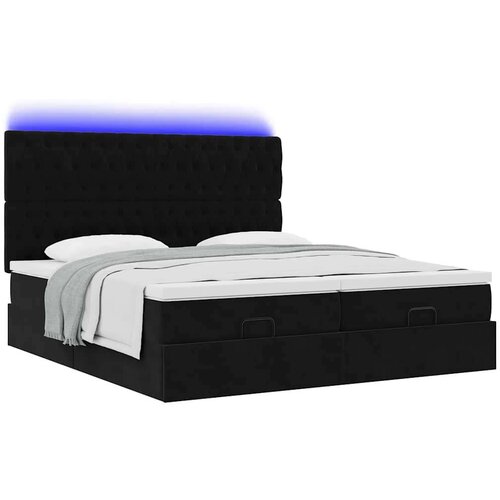 VidaXL otomanski okvir kreveta s madracima crni 200x200cm bar&amp;scaron;unasti Slike