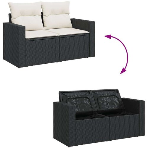 VidaXL 7-dijelni set vrtnih sofa od poliratana s jastucima crni Slike
