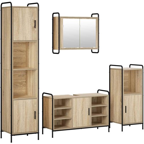  Set ormarića za kupaonicu 4 kom. Hrast sonoma 40 x 36 x 181 cm Slike