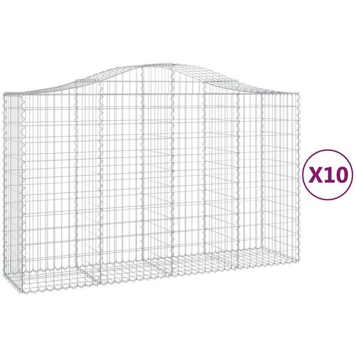  Lučne gabionske ko&amp;scaron;are 10kom 200x50x120/140cm pocinčano željezo Slike