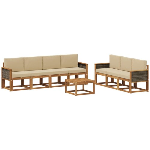vidaXL Zunanja garnitura za sedenje z blazino 7 pcs Naravna, (5000281741) Cene