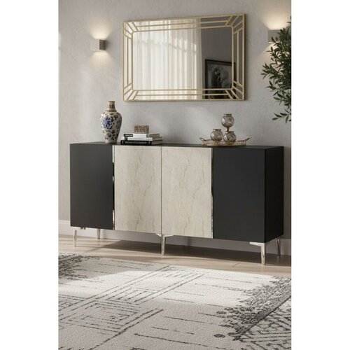 Hanah home komoda Poli 150, 150 cm, antracit / travertin / srebrna Cene