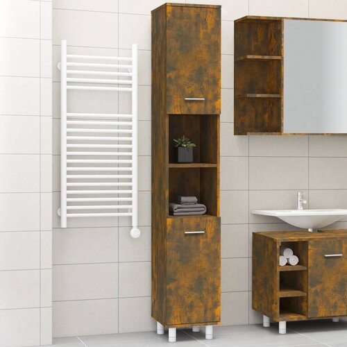 The Living Store Kopalni&amp;scaron;ka omarica dimljeni hrast 30x30x179 cm inženirski les - Kopalni&amp;scaron;ka Omarica, (21436858) Slike