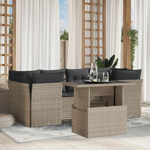 vidaXL 7-dijelni set vrtnih sofa svjetlosivi od poliratana Cijene