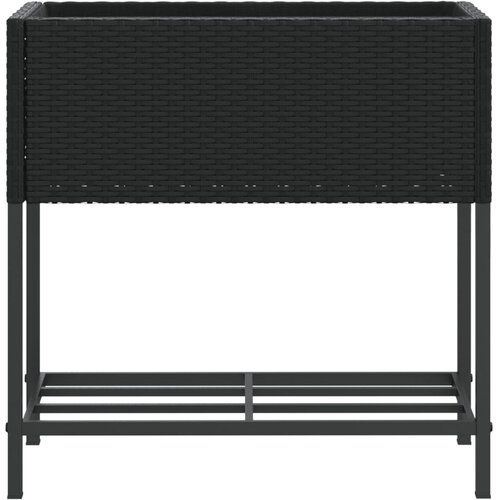  Vrtne sadilice s policom 2 kom crne 70 x 28 x 70 cm poliratan Slike
