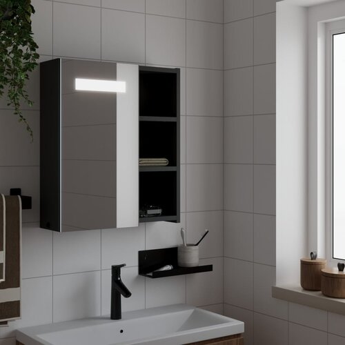  Kupaonski ormarić s ogledalom i LED svjetlom crni 45x13x52 cm Cijene