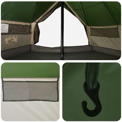 Tipi &amp;scaron;ator s krovom Zelena 800 x 800 x 430 cm Poliester i čelik Slike