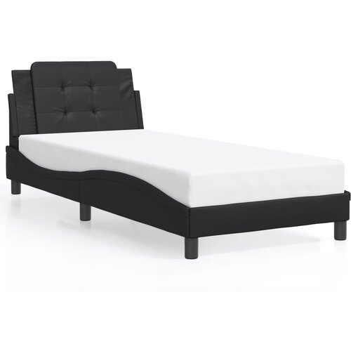 Maison Chic Posteljni okvir - Enojna postelja - Postelja za odrasle z vzglavjem črn 100x200 cm umetno usnje-J9400, (21761850) Slike