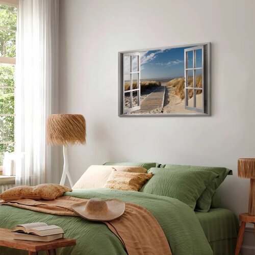  Slika - Window: View of the Beach 120x80 Premium Print Slike