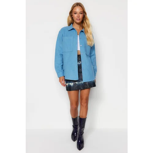 Trendyol Shirt - Blue - Oversize