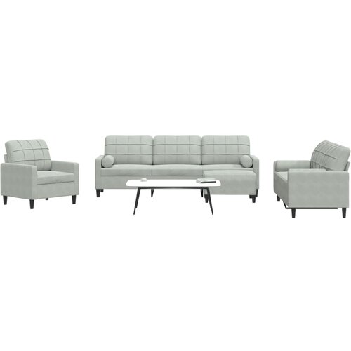  4-dijelni set sofa s jastucima svjetlosivi baršunasti Cene