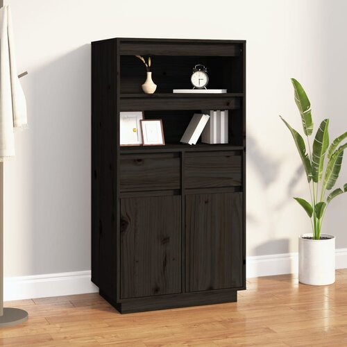 vidaXL Visoka omara črna 60x40x116,5 cm trdna borovina Cene