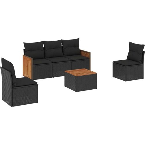 VidaXL 6-dijelni set vrtnih sofa s jastucima crni od poliratana Slike