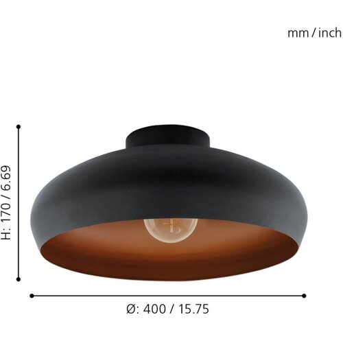 Eglo plafonjera Mogano 94547, 1x E27, &amp;Oslash;40 cm, crna i bakrena Slike