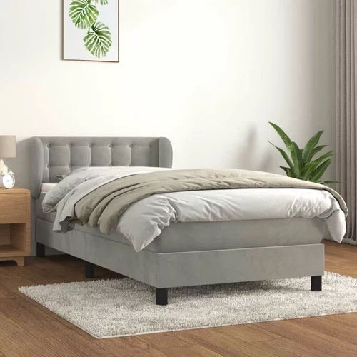 Box spring postelja z vzmetnico svetlo siv 90x190 cm žamet, (20846849)