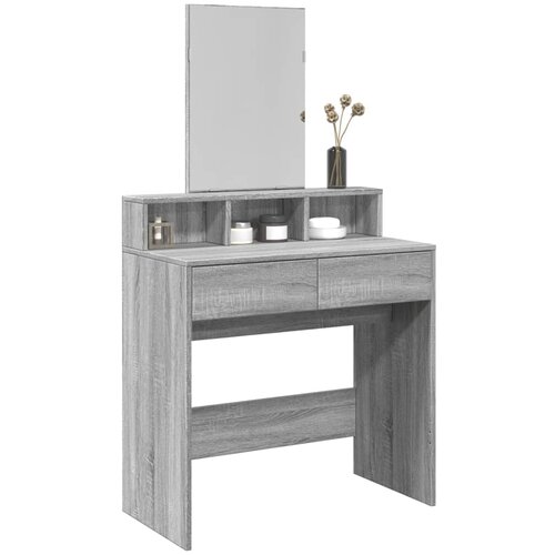 vidaXL Toaletna mizica z ogledalom siva sonoma 80x41x144,5 cm Cene