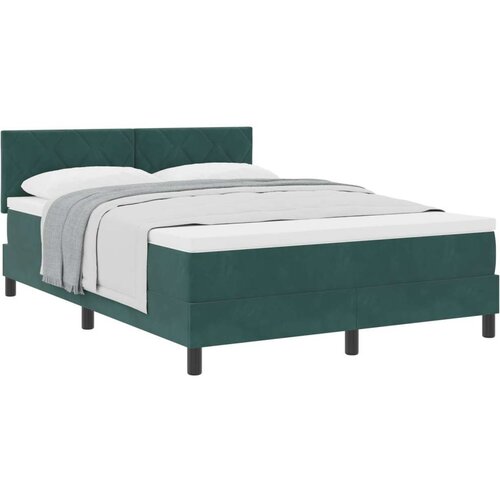 VidaXL Box Spring Krevet s Madracem Tamno Zelena 140x190 cm Velur Slike