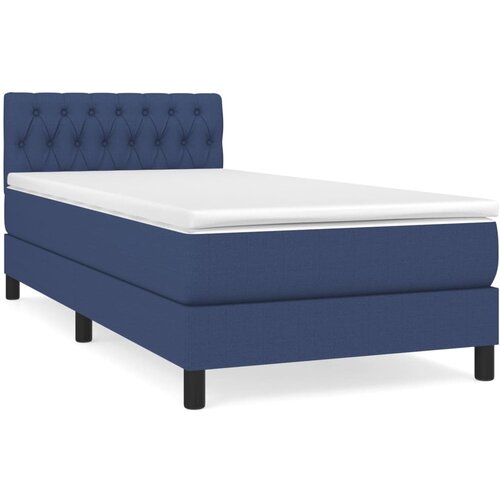 VidaXL Box spring postelja z vzmetnico modra 100x200 cm blago, (20725371) Slike