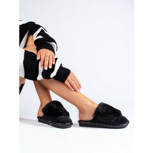 SHELOVET Women's black comfortable slippers Slike