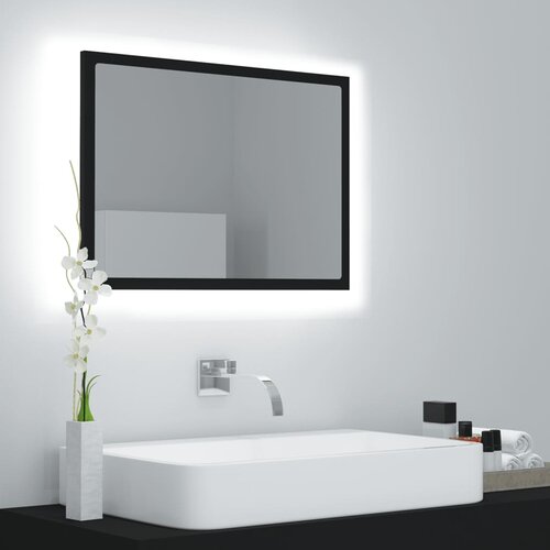 VidaXL LED kupaonsko ogledalo crno 60 x 8,5 x 37 cm konstruirano drvo Slike