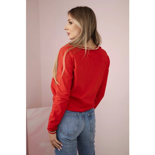 Kesi Women&amp;#039;s sweatshirt with a sequin inscription red Slike