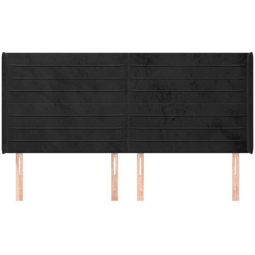  Uzglavlje s u&amp;scaron;ima crni 183x16x118/128 cm bar&amp;scaron;unasti Slike