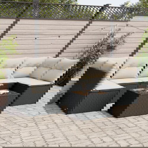 vidaXL 7-dijelni set vrtnih sofa od poliratana s jastucima crni Cijene