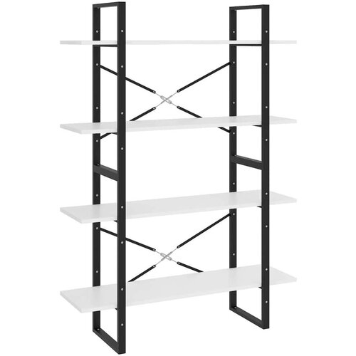 VidaXL Knjižna omara 4-nadstropna bela 100x30x140 cm iverna plo&amp;scaron;ča Slike
