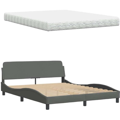 VidaXL Krevet s madrac svjetlosivi 160x200cm tkanina Slike