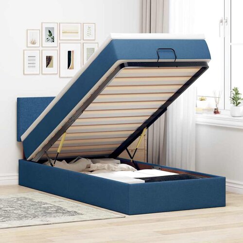  Otomanski krevet s madracem i LED plavi 90x200 cm tkanine Cene