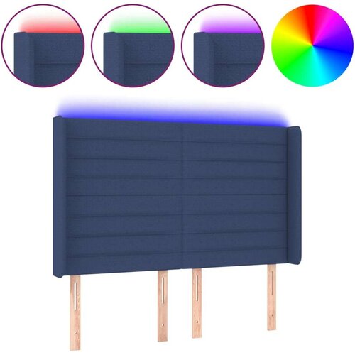  Uzglavlje plavo 147 x 16 x 118/128 cm od tkanine Slike