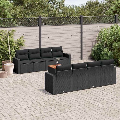  9-dijelni set vrtnih sofa s jastucima crni od poliratana Crna 66 x 62 x 69 cm Cene