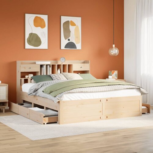 VidaXL Knjižna postelja brez vzmetnice 200x200 cm trdna borovina Slike