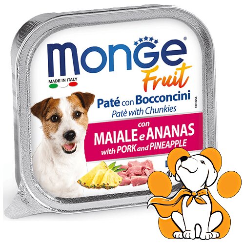 Monge Fruit Pate&Chunkies with Pork&Pineapple 100g, Pašteta Svinjetina i Ananas Cene