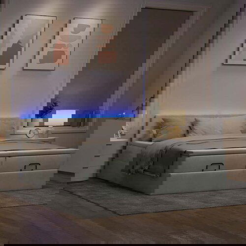 VidaXL Okvir kreveta s madracima svijetlosivi 200x200cm bar&amp;scaron;unasti Slike