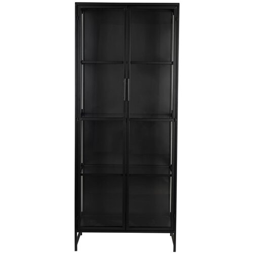 White Label Črna kovinska vitrina 70x170x35 cm Rob – Cene