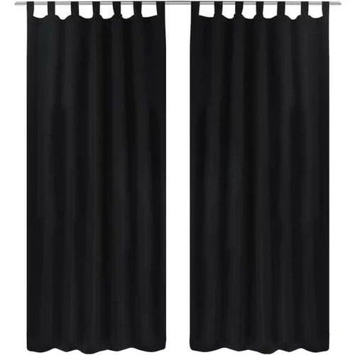  2 kosa črnih satenasih zaves z obročki 140 x 225 cm