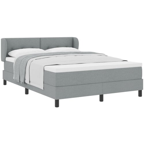 VidaXL Box Spring postelja z vzmetnico svetlo siva 140x190 cm tkanina Slike