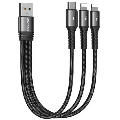 Joyroom USB kabel S-01530G10 3v1 USB-C / 2x Lightning 3.5A 0.15m (črn), (20627380)